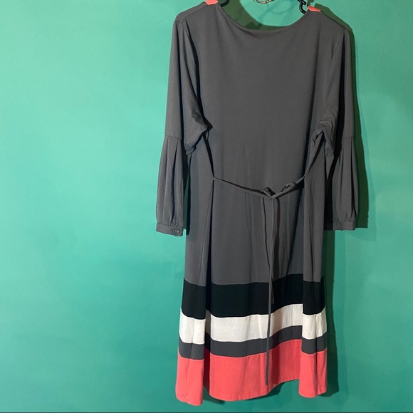 Elle Gray Coral Color Block Dress Size Large - Picture 3 of 8